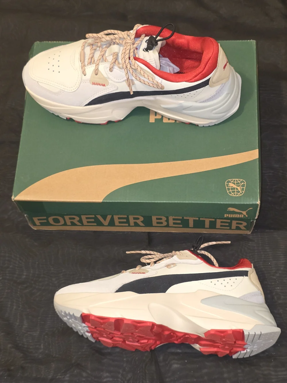 Puma Women’s Chunky Athletic Sneakers - White/Black/Red - Picture 4 of 5